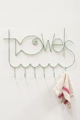 Fishy Towel Rack - Antique Turquoise Metal 30.5"
